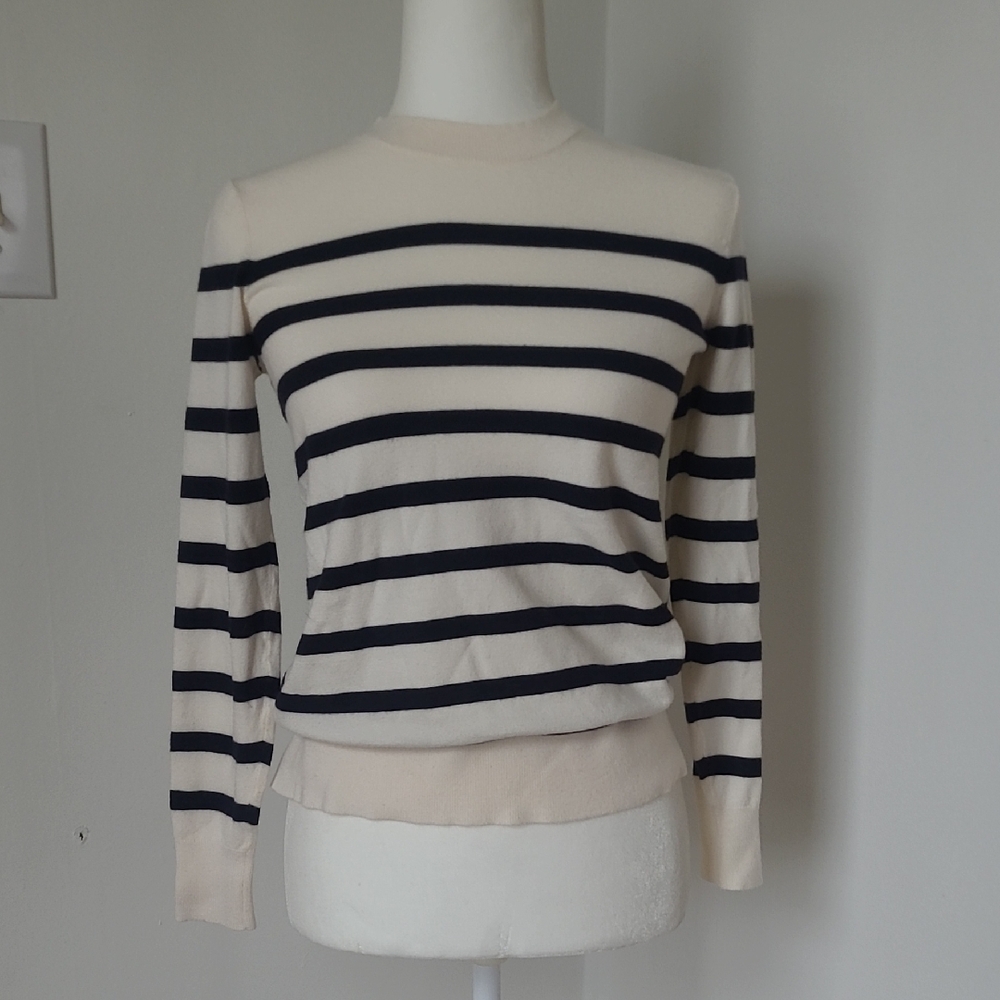 LOFT Cream and Black Striped Sweater
